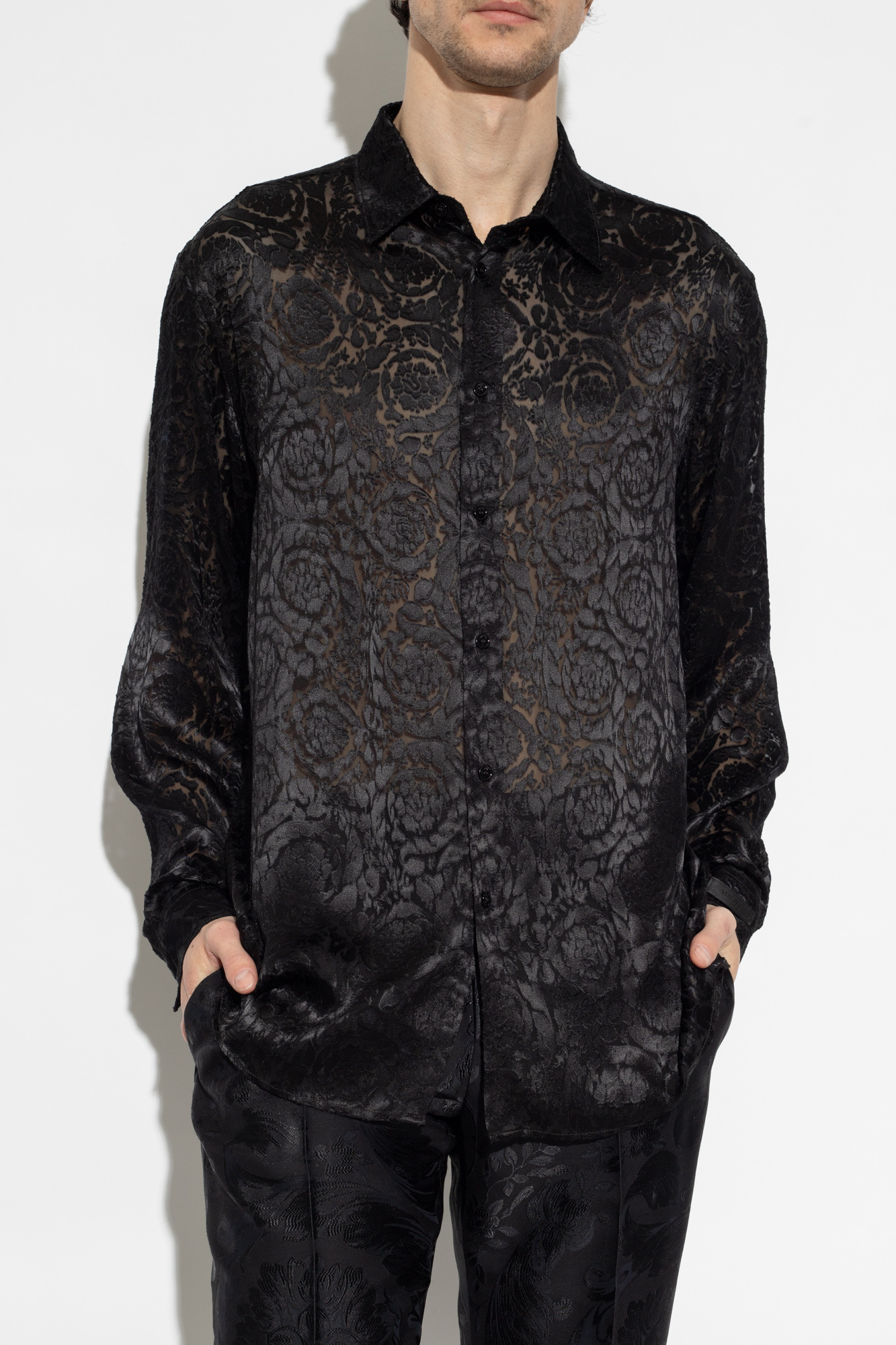 Versace 透明ブラウス レディース デザイナー シャツ・ブラウス & トップス
